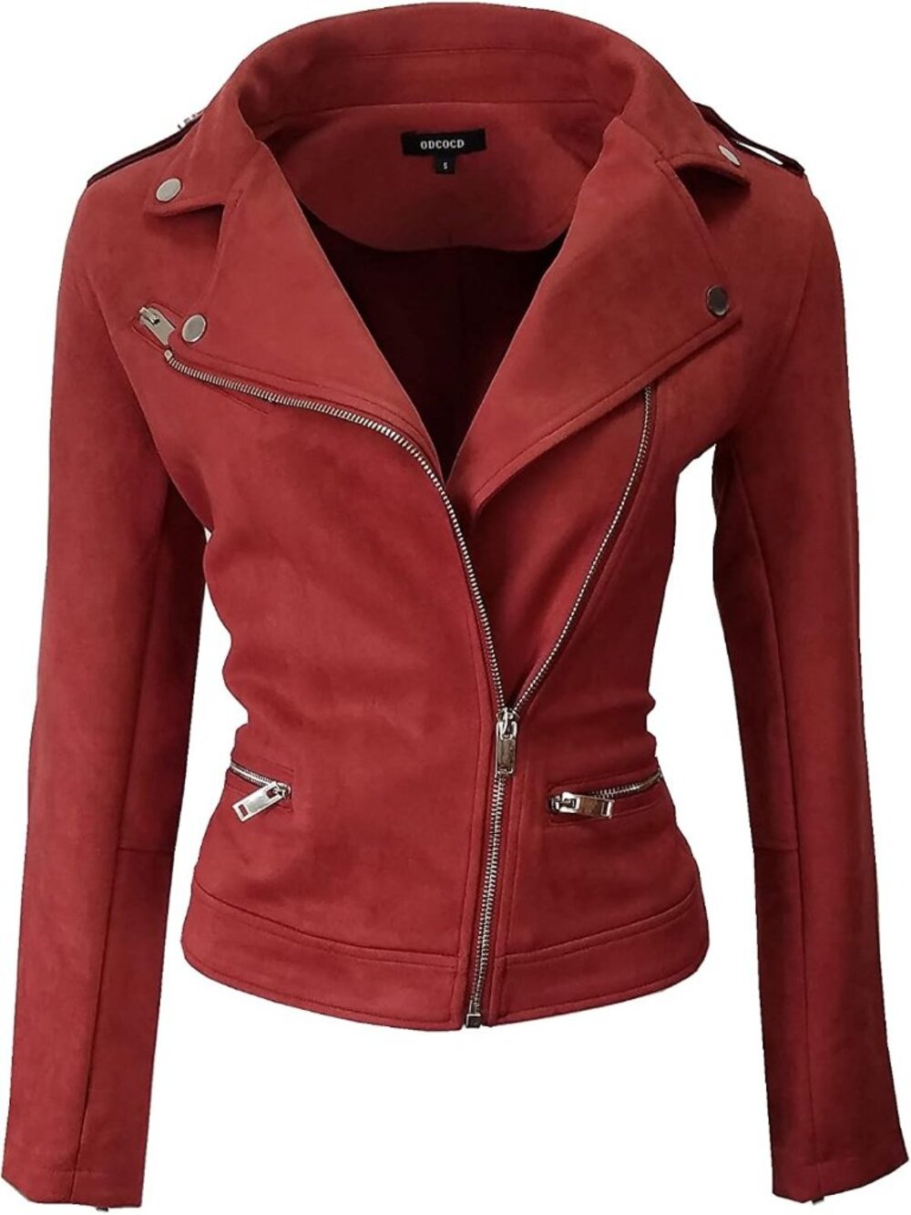 Women’s Rust Faux Suede Jacket Long Sleeve Zipper Casual Outerwear